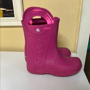 Crocs Kids Pink Rain Boots size 3